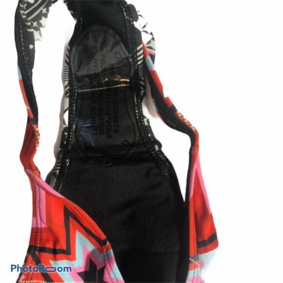 2 piece swimsuit bikini graphic black neck psychedelic pattern medium READ - Picture 4 of 8